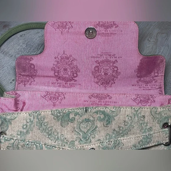 My Flat in London Vintage Satchel Handbag, Color Green/ Pink - Picture 6 of 9